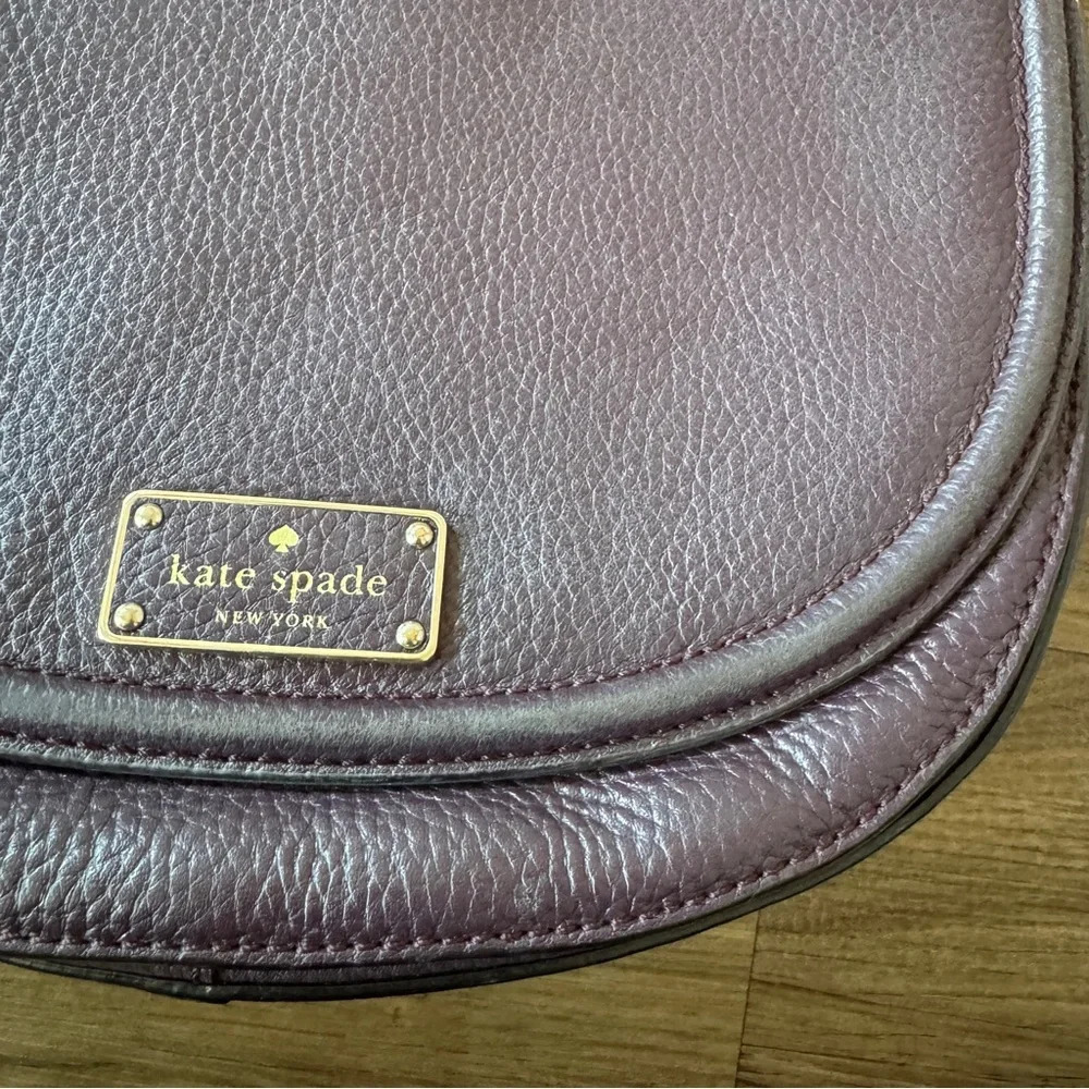 Kate Spade Oliver Street Logo Purse Dark Purple Leather Cross Body Bag - Picture 3 of 14
